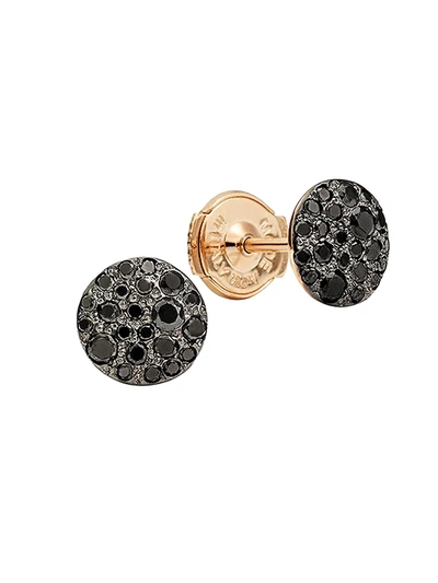 Pomellato Sabbia Black Diamond & 18k Rose Gold Stud Earrings