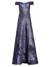 Rene Ruiz Collection Brocade Off-the-shoulder Gown In Wisteria
