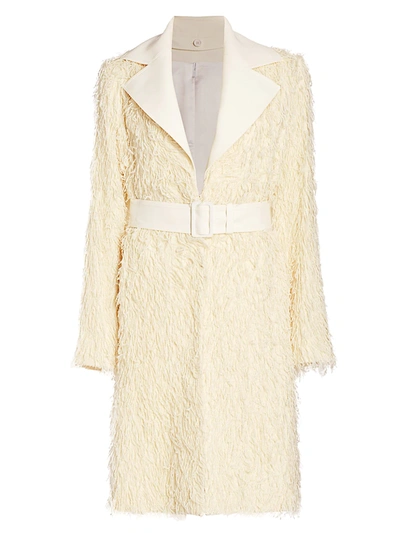 Helmut Lang Women's Wool Fringe Coat In Natural