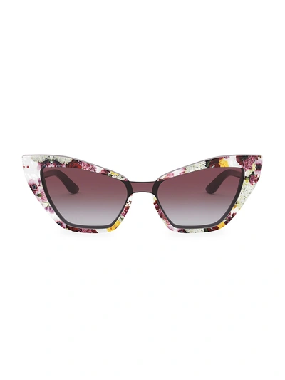 Dolce & Gabbana 29mm Floral Cat Eye Sunglasses In Violet