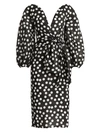 Carolina Herrera Women's Polka Dot Puff-sleeve Tie-waist Sheath Dress In Black White