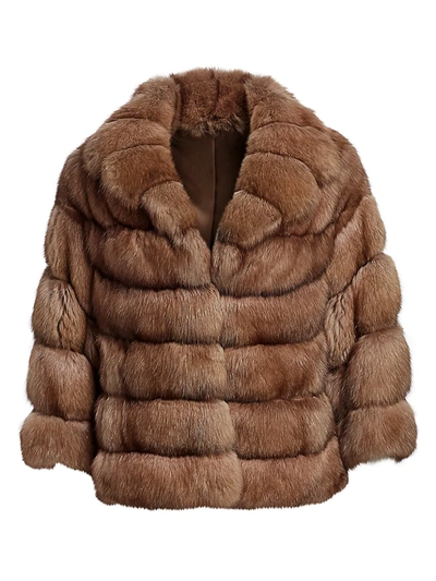 The Fur Salon Sable Fur Collared Jacket In Tortora