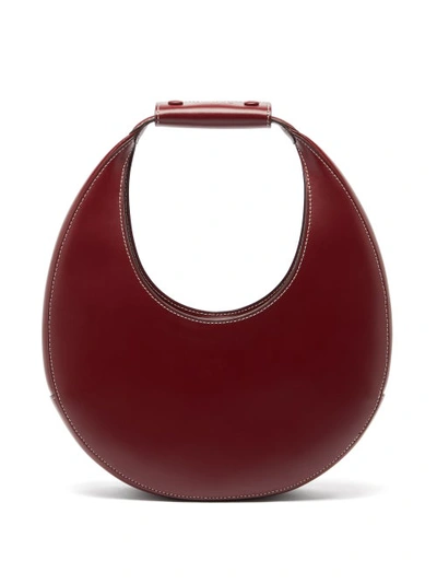 Staud Moon Medium Leather Shoulder Bag In Raspberry