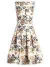 Oscar De La Renta Women's Floral-print Seam Box Pleat A-line Dress In Ivory