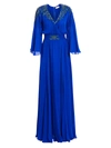 Ahluwalia Women's Embroidered Flutter-sleeve Silk Gown In Cobalt