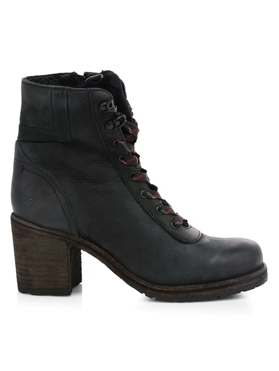 Frye Karen Shearling-lined Leather Hiking Boots In Black