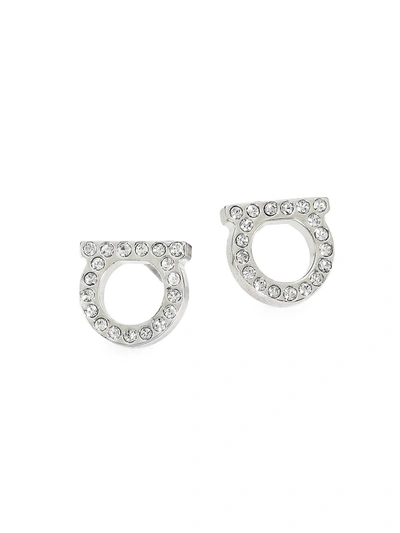 Ferragamo Women's Silvertone & Pavé Logo Stud Earrings/0.3"