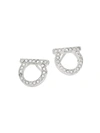 Ferragamo Women's Silvertone & Pavé Logo Stud Earrings/0.5"