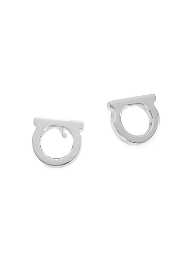 Ferragamo Women's Silvertone Logo Stud Earrings/0.3"