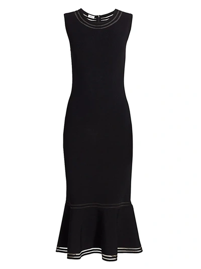 Akris Punto Women's Sleeveless Tulle Insert Mermaid Midi Dress In Black
