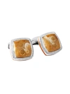 Tateossian Fossil Star Coral Cufflinks In Red Orange