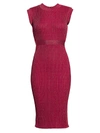 Herve Leger Ribbed Lurex Midi Dress In Rogue