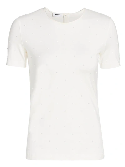 Akris Punto Beaded Stud Tee In Cream