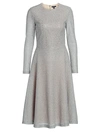 St John Women's Embellished Net Knit Midi Dress In Silver