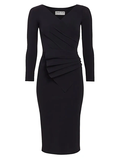 Chiara Boni La Petite Robe Kaya Long Sleeve Ruffle Cocktail Dress In Black