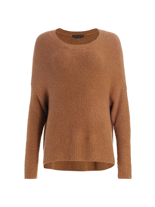 Alice And Olivia Roma Boucle Sweater In Camel | ModeSens