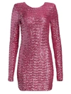 Andamane Brianna Padded Shoulder Sequin Sheath Dress In Rosa