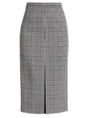 Michael Kors Women's Plaid Virgin Wool Pencil Skirt In Black White
