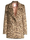 Rebecca Taylor Leopard Print Faux Fur Coat In Mocha Comb