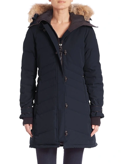 Canada Goose Arctic Tech Lorette Fur-trim Down Parka In Navy