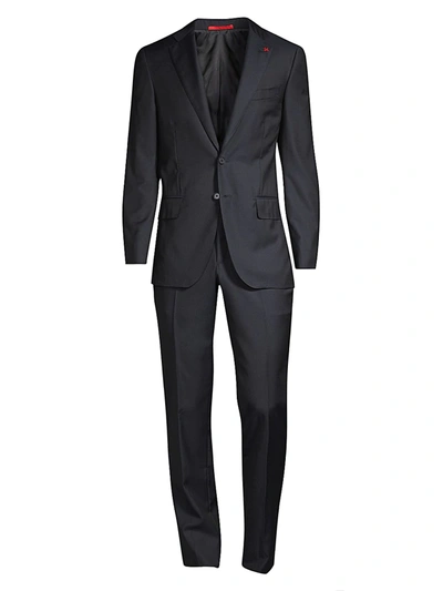 Isaia New Sanita Basic Wool Two-button Suit In Navy