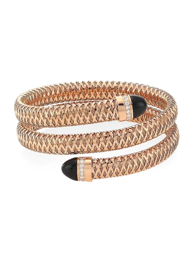 Roberto Coin Women's Primavera 18k Rose Gold, Black Jade & 0.24 Tcw Diamond Wrap Bracelet