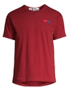 Comme Des Garçons Play Twin Hearts Slim Fit Jersey T-shirt In Burgundy