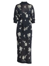 Chloé Women's Floral Mockneck Knit Midi Dress In Navy