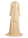 Chloé Women's Floral Appliqué Flutter-sleeve Silk Gown In Light Sand