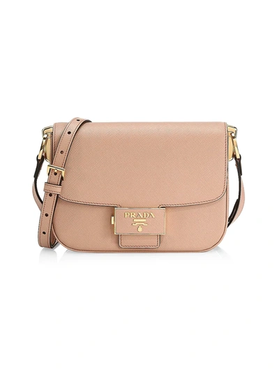 Prada Ensemble Leather Crossbody Bag In Cipria