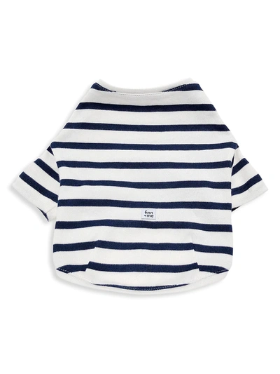 Finn And Me Cotton Striped Dog Shirt In Blue White
