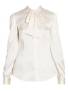 Dolce & Gabbana Women's Stretch-satin Tieneck Blouse In White
