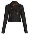 Dolce & Gabbana Women's Cropped Jacquard Moto Jacket In Black