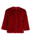 The Fur Salon Julia & Stella For  Three-quarter Sleeve Mink Fur Jacket In Scarlet