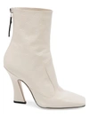 Fendi Women's Karligraphy Embossed Leather Ankle Boots In Bianco