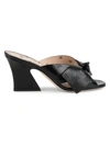Fendi Women's Karligraphy Bow Embossed-leather Mules In Nero