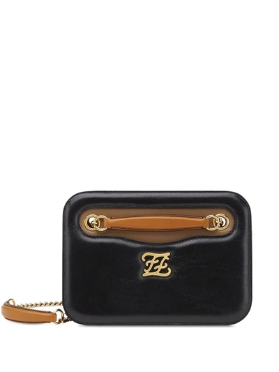 Fendi Women's Karligraphy Leather Shoulder Bag In Black