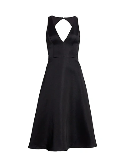 Aidan Mattox Satin Fit & Flare Dress In Black