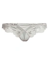 Fleur Du Mal Metallic Foil Thong In Silver Foil