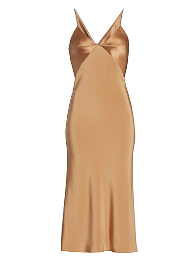 Cushnie Women's Silk Slip Dress In Camel