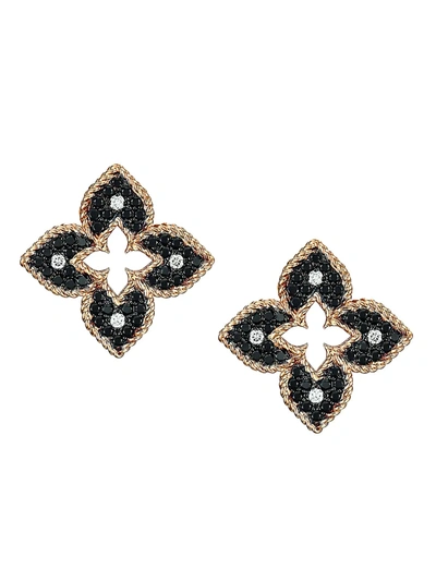 Roberto Coin Women's Venetian Princess 18k Rose Gold, Black & White Diamond Petite Stud Earrings