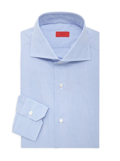 Isaia Micro Effect Dress Shirt In Aqua