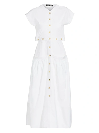 Proenza Schouler Women's Cap Sleeve Buttoned Midi Dress In White