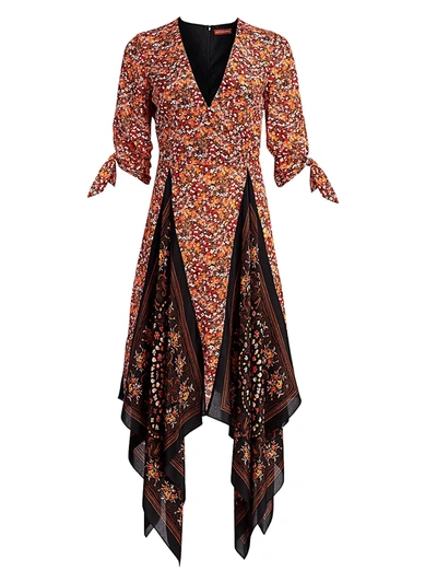 Altuzarra Asymmetric Printed Silk Crepe De Chine Dress In Sinopia