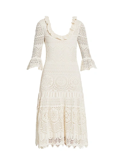 Alexander Mcqueen Women's Lace Knit Midi Dress In Ivory