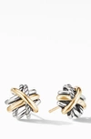 David Yurman 18kt Yellow Gold And Sterling Silver Crossover Stud Earrings