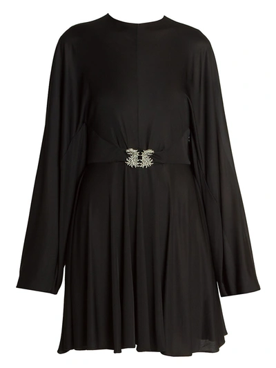 Valentino Embellished-griffon Fluid Jersey Dress In Nero