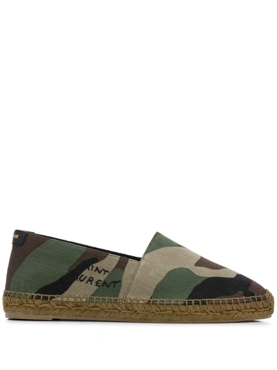 Saint Laurent Women's Signature Camo Canvas Espadrilles In Green