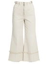 Miu Miu Women's Drill Frayed High-rise Cropped Pants In Stucco