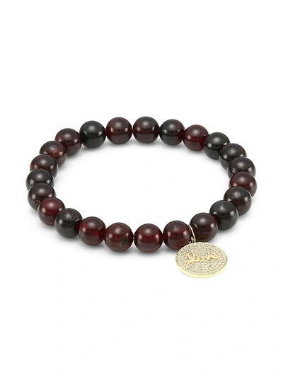 Sydney Evan Women's 14k Yellow Gold, Red Garnet & Diamond Medallion Bracelet